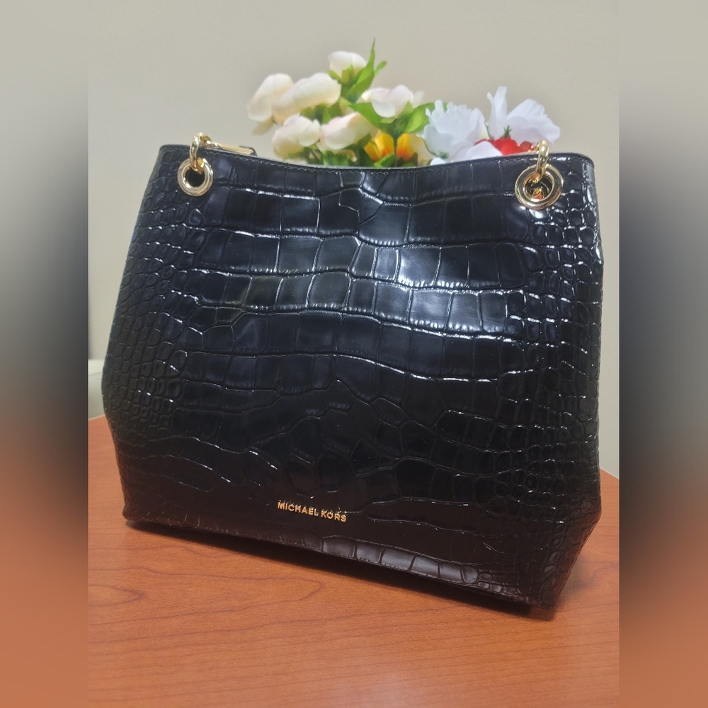 MICHAEL KORS Kensington Large Embossed Handbag Black